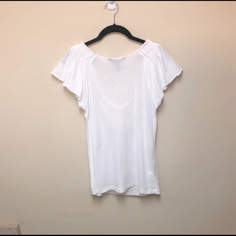⚡️SALE⚡️BCBGMaxAzria Flutter Sleeve White Top - Picture 4 of 4